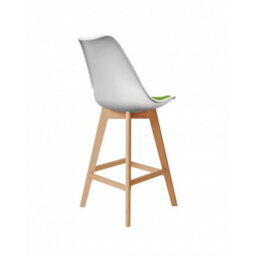Fusion Living Soho White & Green Plastic Bar Stool With Light Wood Legs - thumbnail 3