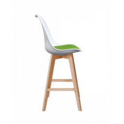 Fusion Living Soho White & Green Plastic Bar Stool With Light Wood Legs - thumbnail 5