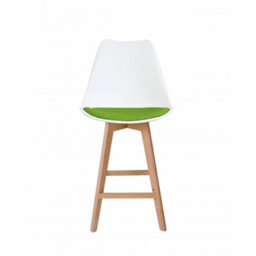 Fusion Living Soho White & Green Plastic Bar Stool With Light Wood Legs - thumbnail 6