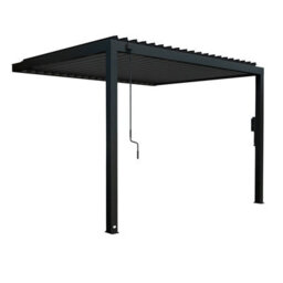 Backyard Discovery Evanston Wall Mounted Louvered Steel Outdoor Patio Pergola With Powerport 3.6M X 3.1M (12Ft X 10Ft) - thumbnail 2