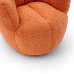 Teddy Boucle Fabric Orange Naomi Scalloped Barrel Chair - thumbnail 7