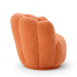 Teddy Boucle Fabric Orange Naomi Scalloped Barrel Chair - thumbnail 4