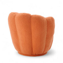 Teddy Boucle Fabric Orange Naomi Scalloped Barrel Chair - thumbnail 6