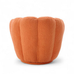 Teddy Boucle Fabric Orange Naomi Scalloped Barrel Chair - thumbnail 5
