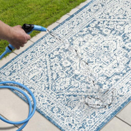 Homeart Outdoor Indoor Rug, Easy Clean, Uv Weather Resistant Rug For Patio, Gardenmedallion Blue, Cream,160X230Cm - thumbnail 6
