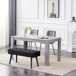 Kosy Koala Modern Rectangle Dining Table Set With 2 Grey Velvet Chairs And 1 Black Bench Dining Room Furniture