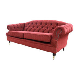 Chesterfield Handmade Merton 3 Seater Sofa Camden Wine Red Real Fabric - thumbnail 5