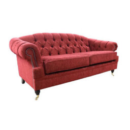 Chesterfield Handmade Merton 3 Seater Sofa Camden Wine Red Real Fabric - thumbnail 3