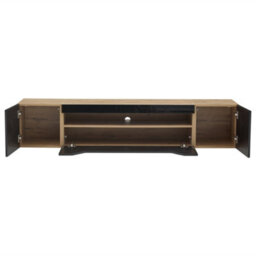 "Abrihome Floating High-Gloss Tv Stand, 180Cm, Black. Led Lights, Pull-Down Door, 2 Cabinets. For 75"" Tvs, Perfect For Living Room & Bedroom" - thumbnail 8