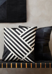 Orsina Bosie Safira Black And White Hair On Leather Cushion - thumbnail 3