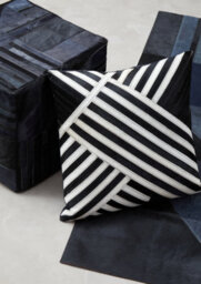 Orsina Bosie Safira Black And White Hair On Leather Cushion - thumbnail 2