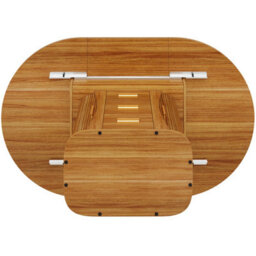 Abrihome Walnut Round Extendable Dining Table 118-158Cm, 3-Tier Storage Kitchen Table For 6 People, Space-Saving Extension Table For Home - thumbnail 9