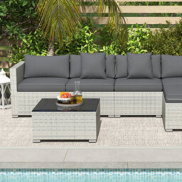 Outsunny 6 Pieces Rattan Furniture Set Garden Sofa Set Mixed Grey - thumbnail 8