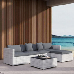 Outsunny 6 Pieces Rattan Furniture Set Garden Sofa Set Mixed Grey - thumbnail 9
