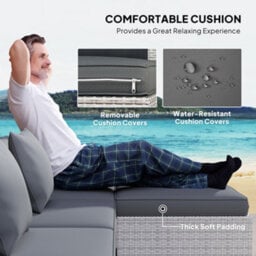 Outsunny 6 Pieces Rattan Furniture Set Garden Sofa Set Mixed Grey - thumbnail 6