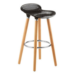 Orsina Matte Black Bar Stool, Easy To Clean Kitchen Bar Stool, Footrest Bar Stool, Space-Saver Breakfast Stool - thumbnail 2