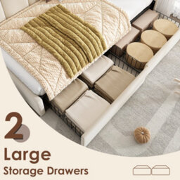 Matteo Beige Velvet 3Ft Single Daybed Sofa Bed With Integrated Storage Drawers - thumbnail 4
