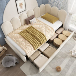 Matteo Beige Velvet 3Ft Single Daybed Sofa Bed With Integrated Storage Drawers - thumbnail 8