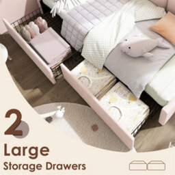 Abrihome Upholstered Bed Daybed With Drawers Storage, 90X190Cm, Bed Frame With Slatted Frame, Velvet, Pink (No Mattress) - thumbnail 3