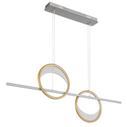 Luminosa Lighting Luminosa Umbra Bar Pendant Ceiling Light Silver Colored 2X Led Dimmable 2700-6500K Remote Control Timer - thumbnail 2