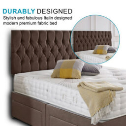 Dining Tables Beirut Matching Headboard Divan Set, 2 Drawer On Same Side With Sprung 1500 Comfort Mattress - Plush Taupe - King - thumbnail 3