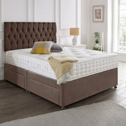 Dining Tables Beirut Matching Headboard Divan Set, 2 Drawer On Same Side With Sprung 1500 Comfort Mattress - Plush Taupe - King - thumbnail 1