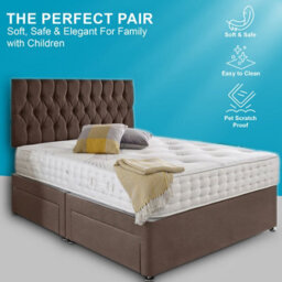 Dining Tables Beirut Matching Headboard Divan Set, 2 Drawer On Same Side With Sprung 1500 Comfort Mattress - Plush Taupe - King - thumbnail 2