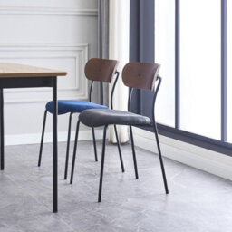 Nordlys Set Of 2 Metal And Black Faux Leather Dining Chairs With Wooden Back Modern Design Style Dining Room - thumbnail 3