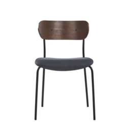 Nordlys Set Of 2 Metal And Black Faux Leather Dining Chairs With Wooden Back Modern Design Style Dining Room - thumbnail 4