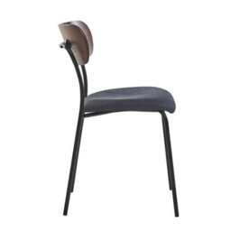 Nordlys Set Of 2 Metal And Black Faux Leather Dining Chairs With Wooden Back Modern Design Style Dining Room - thumbnail 7