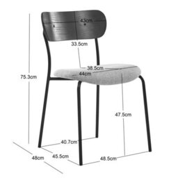 Nordlys Set Of 2 Metal And Black Faux Leather Dining Chairs With Wooden Back Modern Design Style Dining Room - thumbnail 6