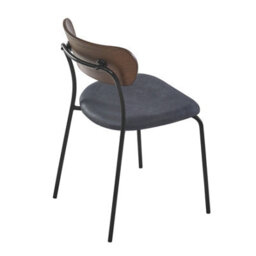 Nordlys Set Of 2 Metal And Black Faux Leather Dining Chairs With Wooden Back Modern Design Style Dining Room - thumbnail 8