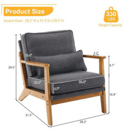 Modern Accent Chair Upholstered Single Lounge Chair Indoor Armchair W/wood Frame - thumbnail 2
