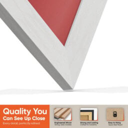 "AK Frames 25X17"" White Ash Modern Vinyl Record Frame With Crimson Mount For 12 Inch Lp Cover & Disc - Overlapped Design" - thumbnail 3
