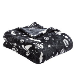 Bedlam Boo Plush Halloween Black Fleece Throw - thumbnail 1