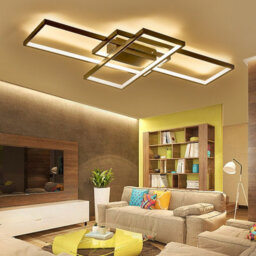 Living And Home Black Frame Modern Rectangular Aluminum Led Semi Flush Ceiling Light Fixture 90Cm Dimmable - thumbnail 3