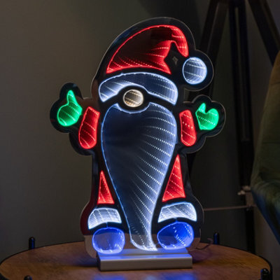 Samuel Alexander 40Cm Light Up Standing Gnome Christmas Infinity Decoration On Wooden Base With Leds - image 1