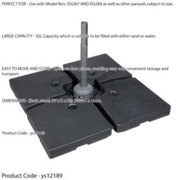 Loops 92L Fillable Parasol Base - Water & Sand - 4Pc Cross / X Garden Umbrella Stand - thumbnail 2