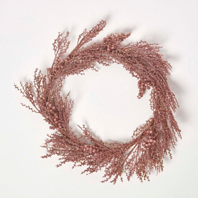 Homescapes Glitter Rose Gold Christmas Wreath - image 1