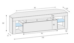 Furneo White Corner Tv Stand 125Cm Unit Cabinet Matt & High Gloss Milano 05 White Led Lights - thumbnail 3