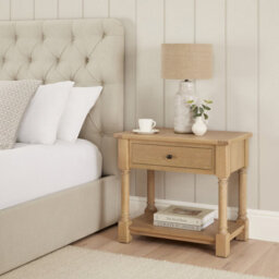 The Furniture Market Classic Whitewash Oak 1 Drawer Wide Bedside Lamp Table - thumbnail 5
