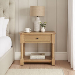 The Furniture Market Classic Whitewash Oak 1 Drawer Wide Bedside Lamp Table - thumbnail 6