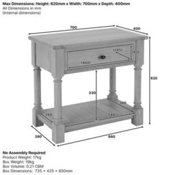 The Furniture Market Classic Whitewash Oak 1 Drawer Wide Bedside Lamp Table - thumbnail 9