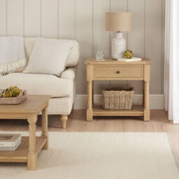 The Furniture Market Classic Whitewash Oak 1 Drawer Wide Bedside Lamp Table - thumbnail 7