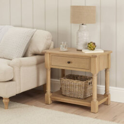 The Furniture Market Classic Whitewash Oak 1 Drawer Wide Bedside Lamp Table - thumbnail 8