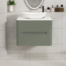Royal Bathrooms Venice 700mm Sage Green Wall Mounted Bathroom Countertop Vanity Unit 2 Drawer With Cesar Basin - thumbnail 1