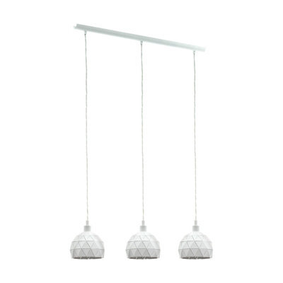 Stylish White Steel Pendant Ceiling Light With Faceted Shade And E14 Bulb Fitting - image 1