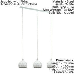 Stylish White Steel Pendant Ceiling Light With Faceted Shade And E14 Bulb Fitting - thumbnail 2