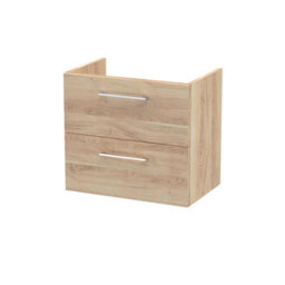 Nuie Hudson Reed Athena Wall Hung Vanity Unit, Durable Soft Close 2-Door, Modern Bathroom Cabinet Storage In Bleached Oak, 600mm - thumbnail 1