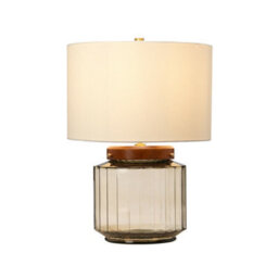 Elegant Ivory Shade Table Lamp With Aged Brass Metalwork And Dark Stained Wood - thumbnail 2